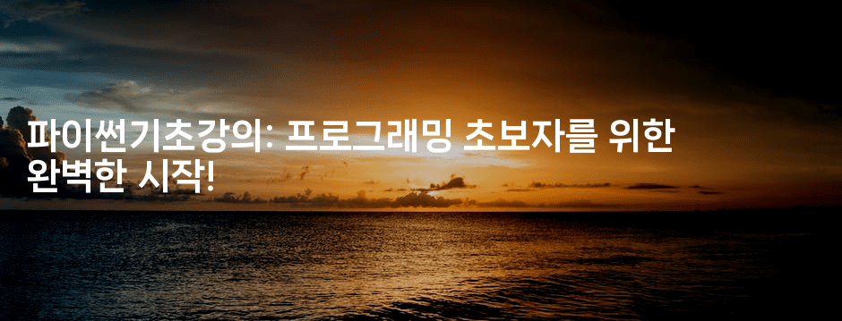 파이썬기초강의: 프로그래밍 초보자를 위한 완벽한 시작!